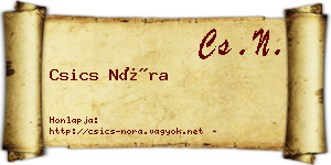 Csics Nóra névjegykártya